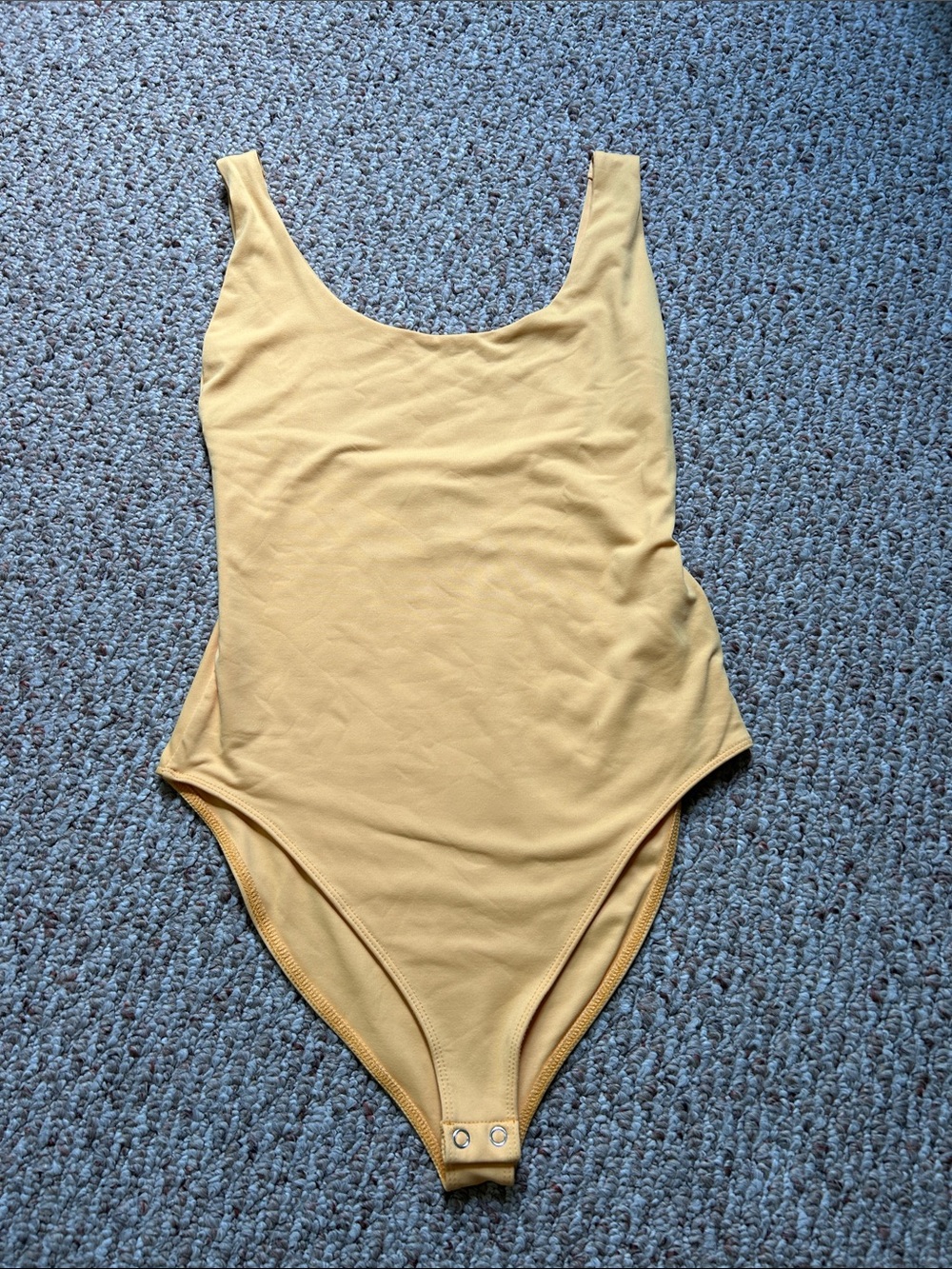 F21 Orange/Yellow Scoop Neck Bodysuit